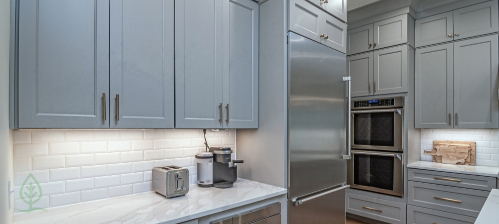 Light Gray Kitchen Cabinets with Glossy Finish