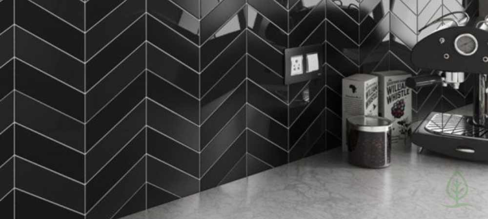 Black Chevron Tiles Backsplash