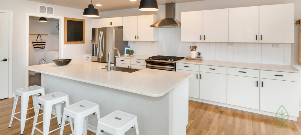 White Shiplap Panels Backsplash